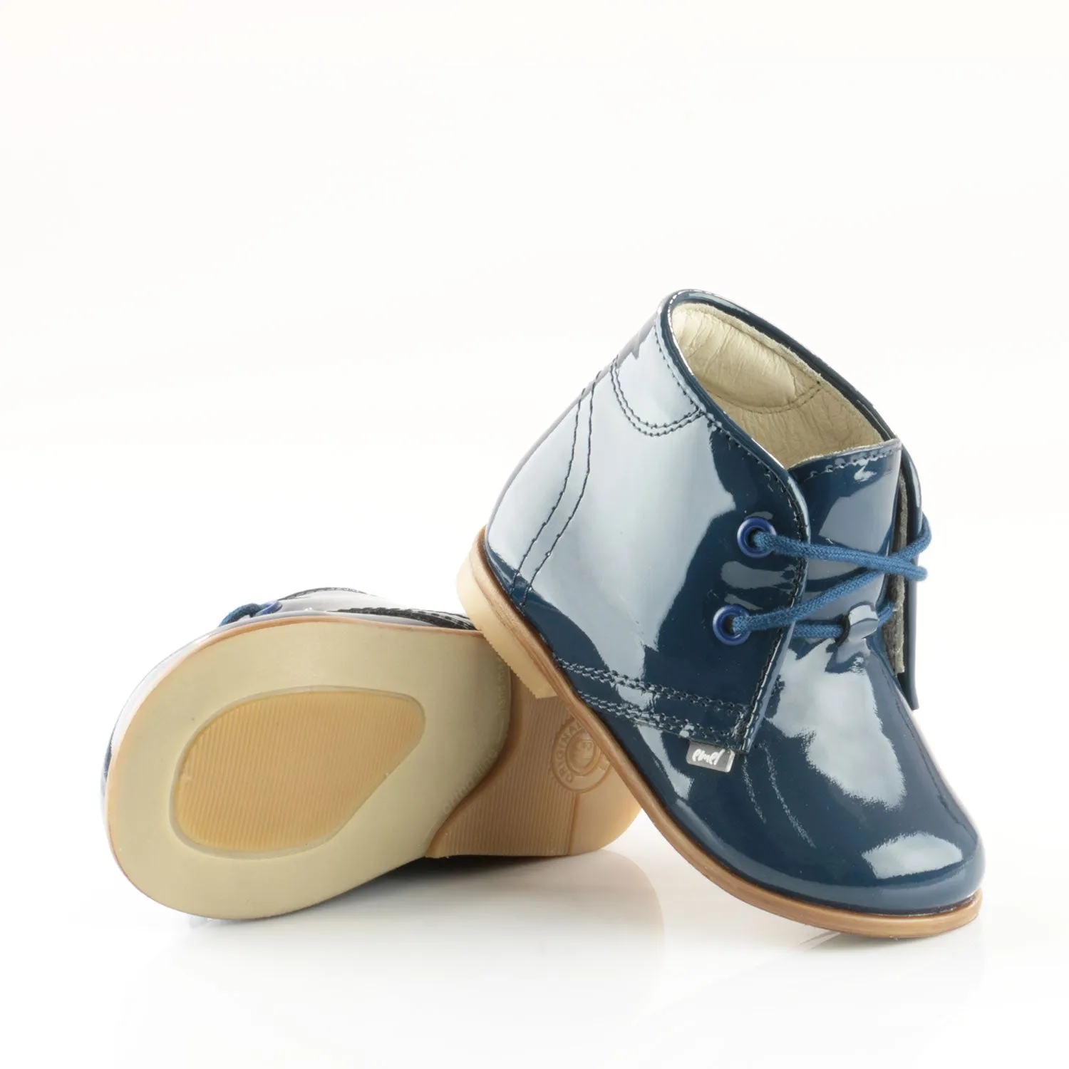 (2393-4) Emel blue patent classic first shoes