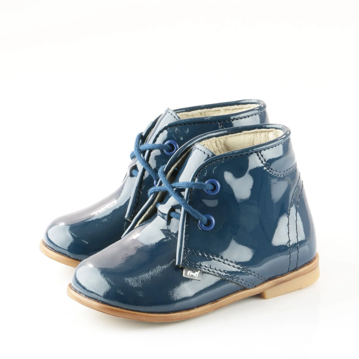 (2393-4) Emel blue patent classic first shoes