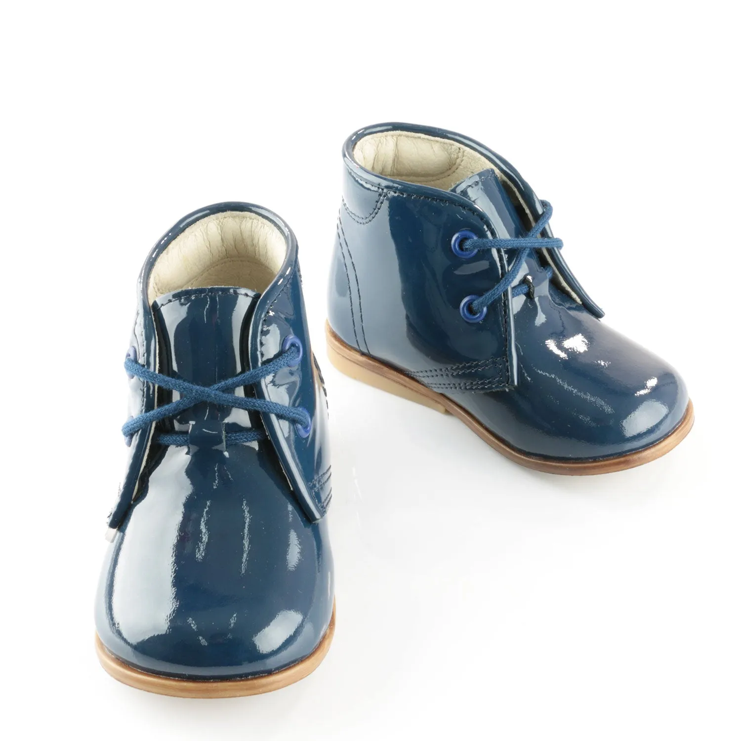 (2393-4) Emel blue patent classic first shoes
