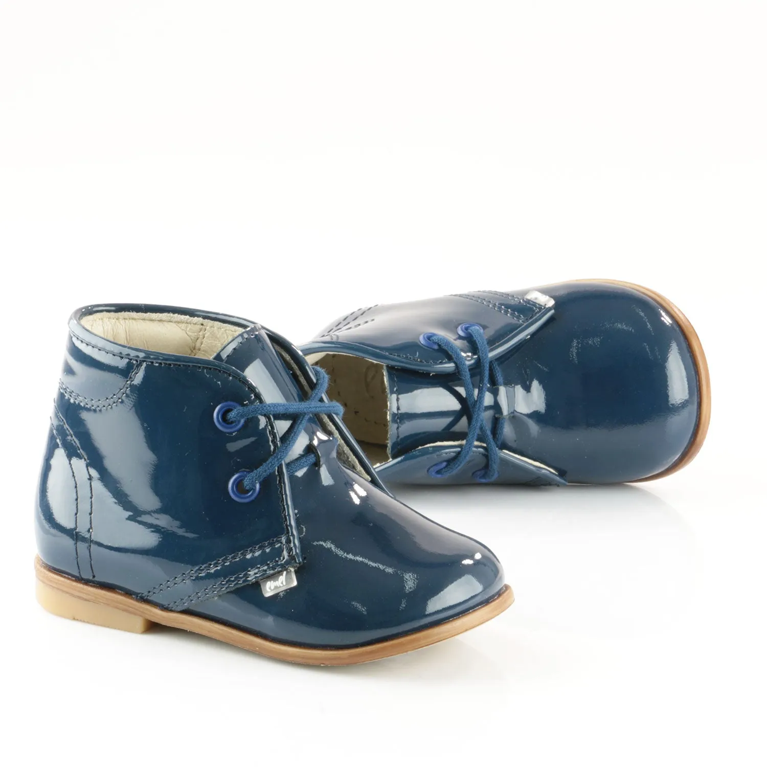 (2393-4) Emel blue patent classic first shoes