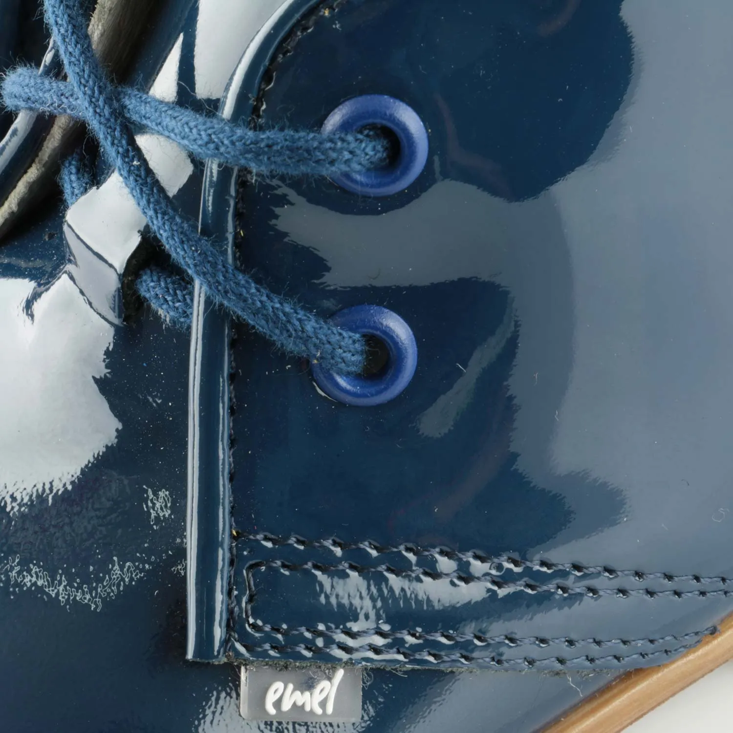 (2393-4) Emel blue patent classic first shoes