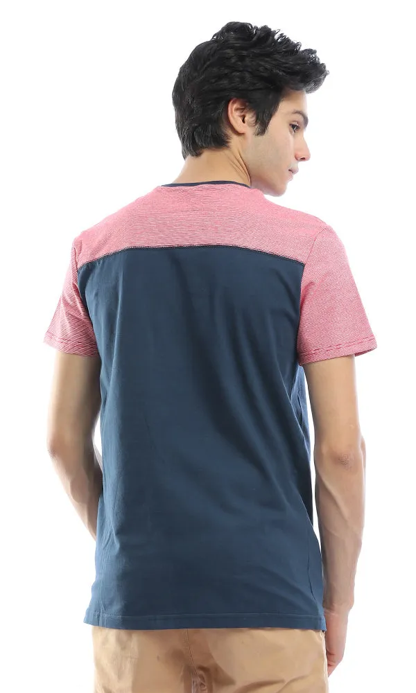 53182 Thin Horizontal Stripe Red And Navy Blue T-shirt