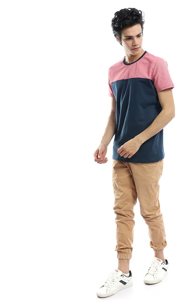 53182 Thin Horizontal Stripe Red And Navy Blue T-shirt