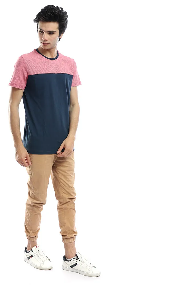 53182 Thin Horizontal Stripe Red And Navy Blue T-shirt