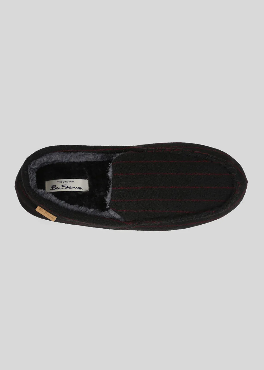 Aman Men's Stripe Moccasin Slipper - Red/Charcoal