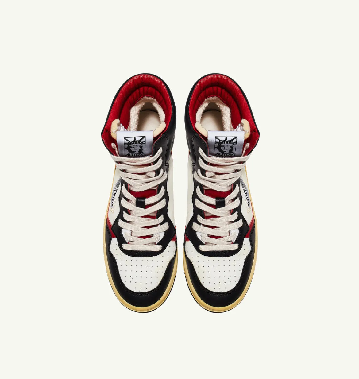 Autry Action Shoes Liberty High Sneaker Men white black red LUHM-HL03