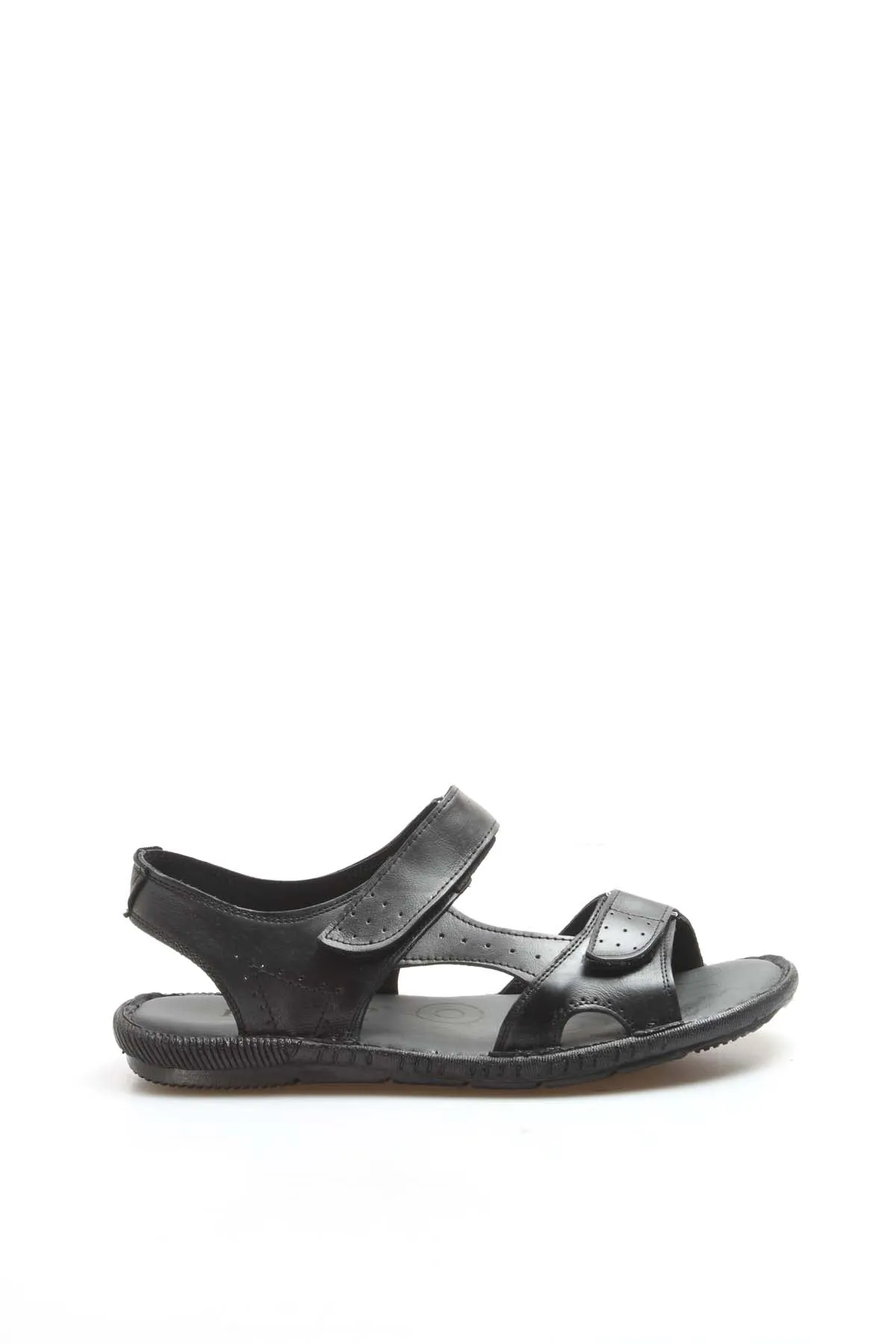 Black Leather Velcro Sandals Wessi