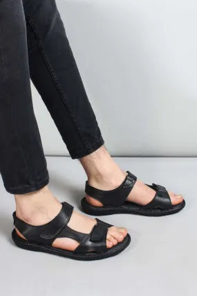 Black Leather Velcro Sandals Wessi