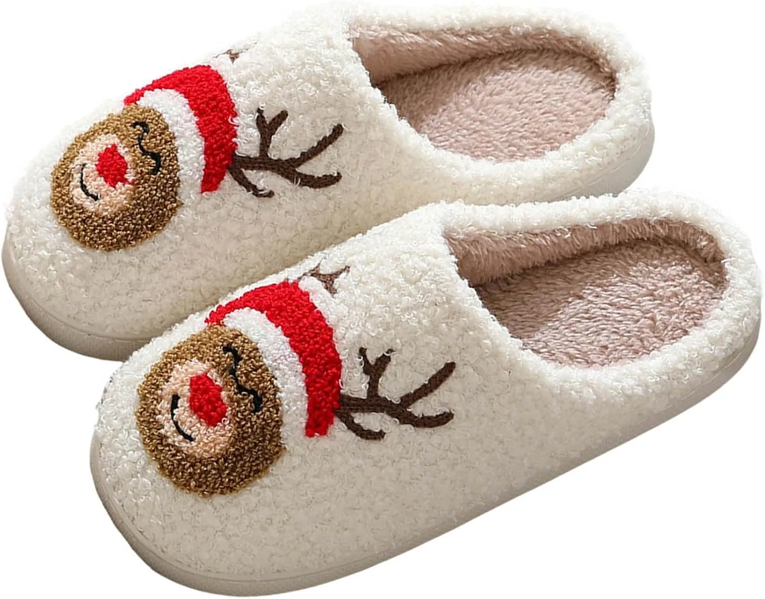 Cathalem Christmas Slippers for Women Men Memory Foam Slippers for Women Warm House Slippers for Woman Cozy Fuzzy Bedroom Home Shoes for Indoor