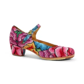 Danzarteb Women's Folklorico Shoes with Nails, Oaxaqueño Fabric, 5cm Heel