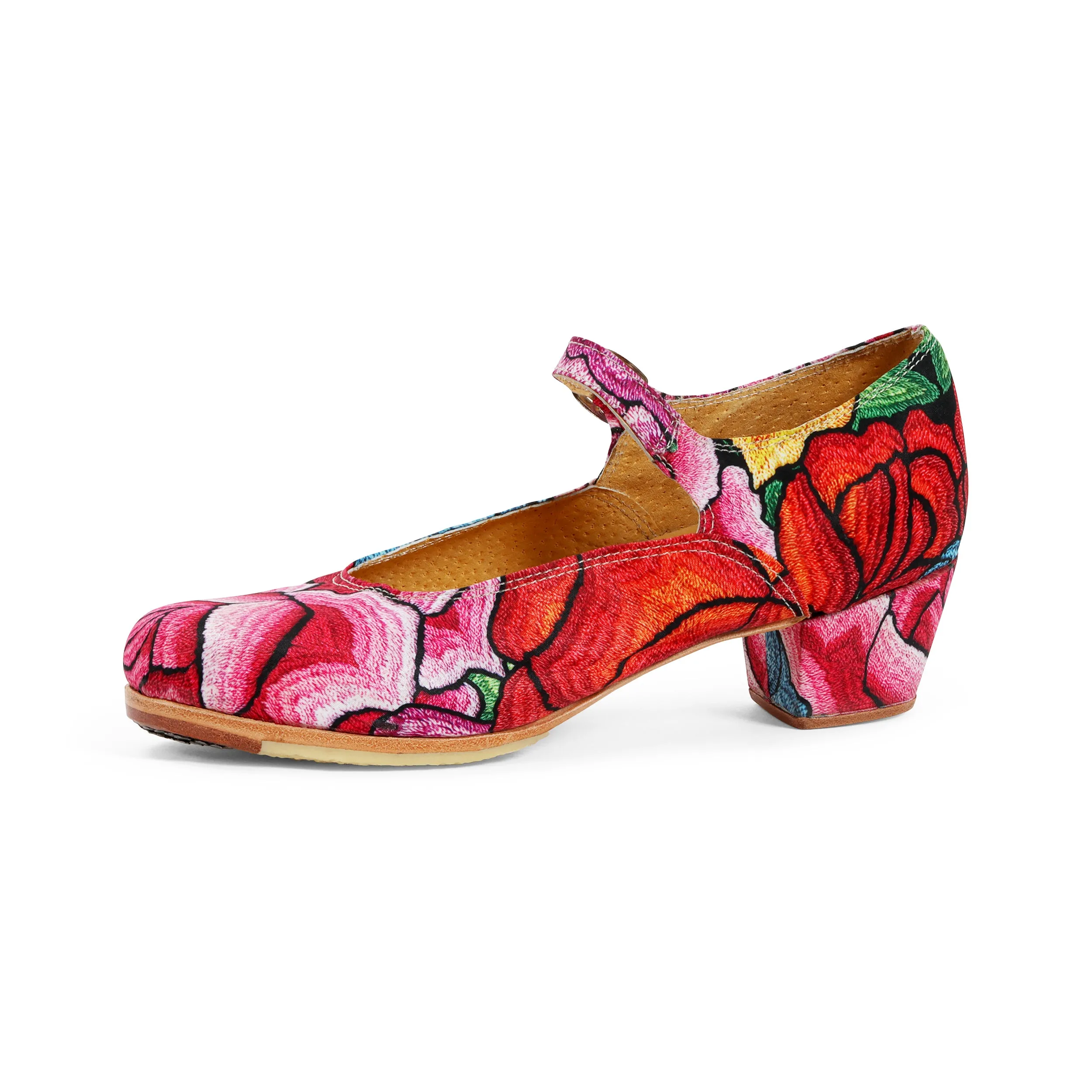 Danzarteb Women's Folklorico Shoes with Nails, Oaxaqueño Fabric, 5cm Heel