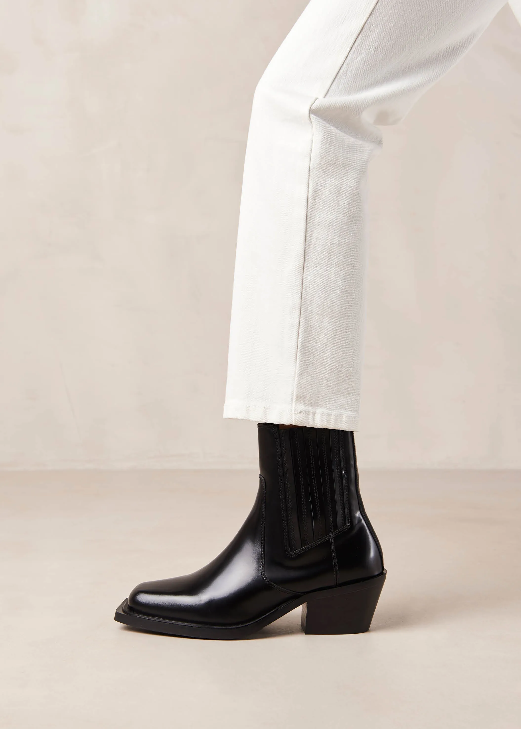 Denver Black Leather Ankle Boots