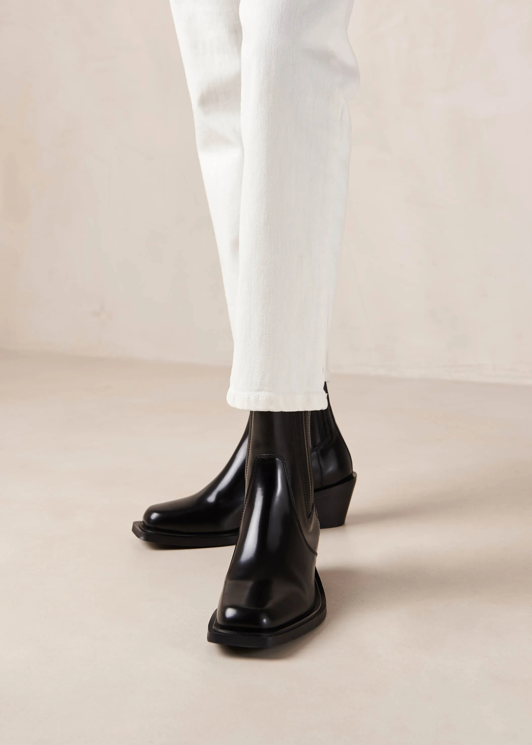 Denver Black Leather Ankle Boots