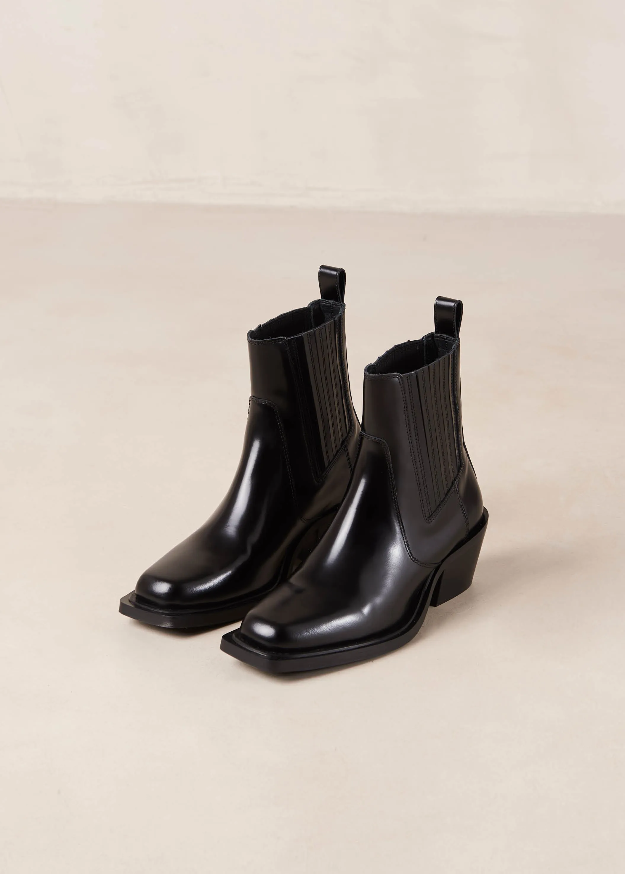 Denver Black Leather Ankle Boots