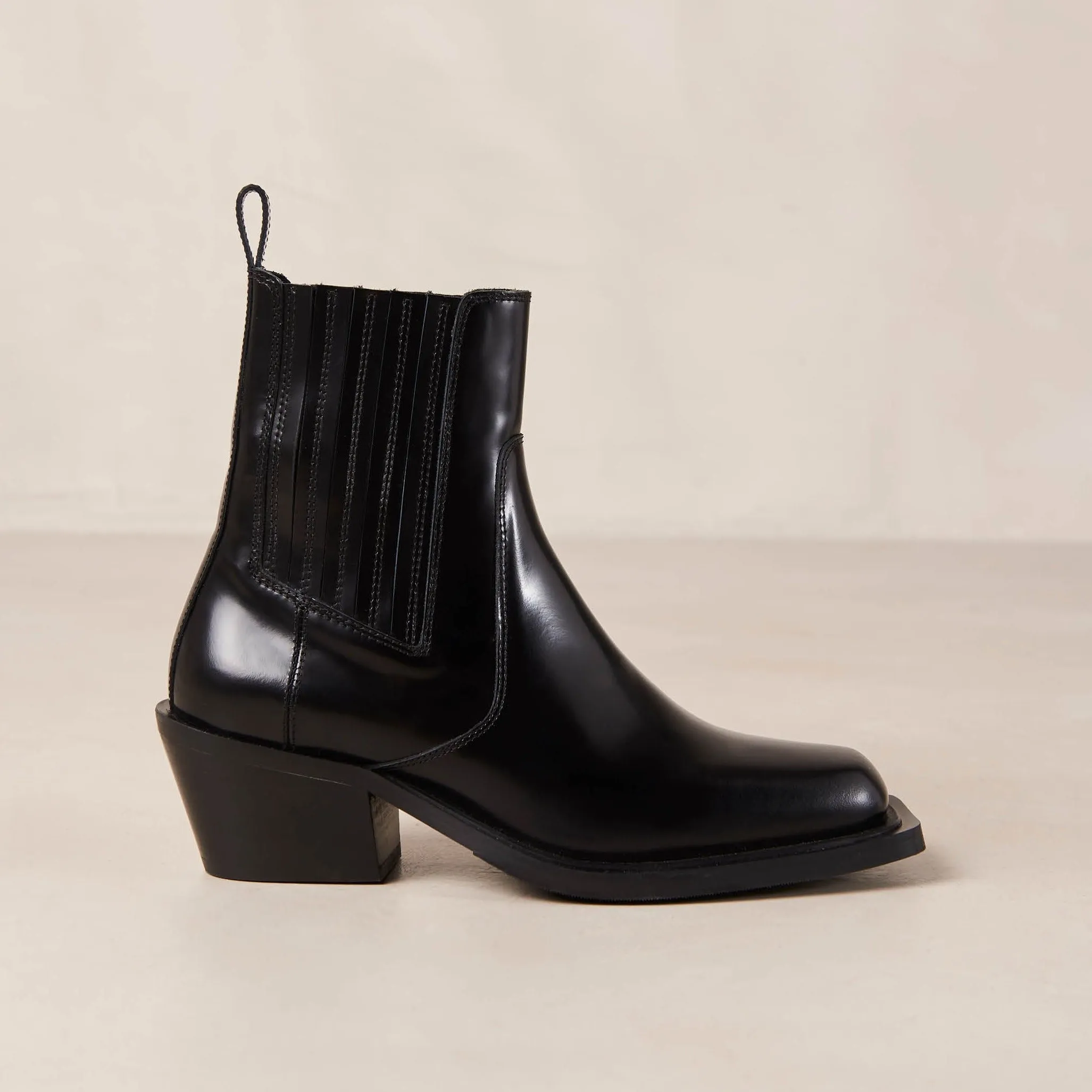 Denver Black Leather Ankle Boots