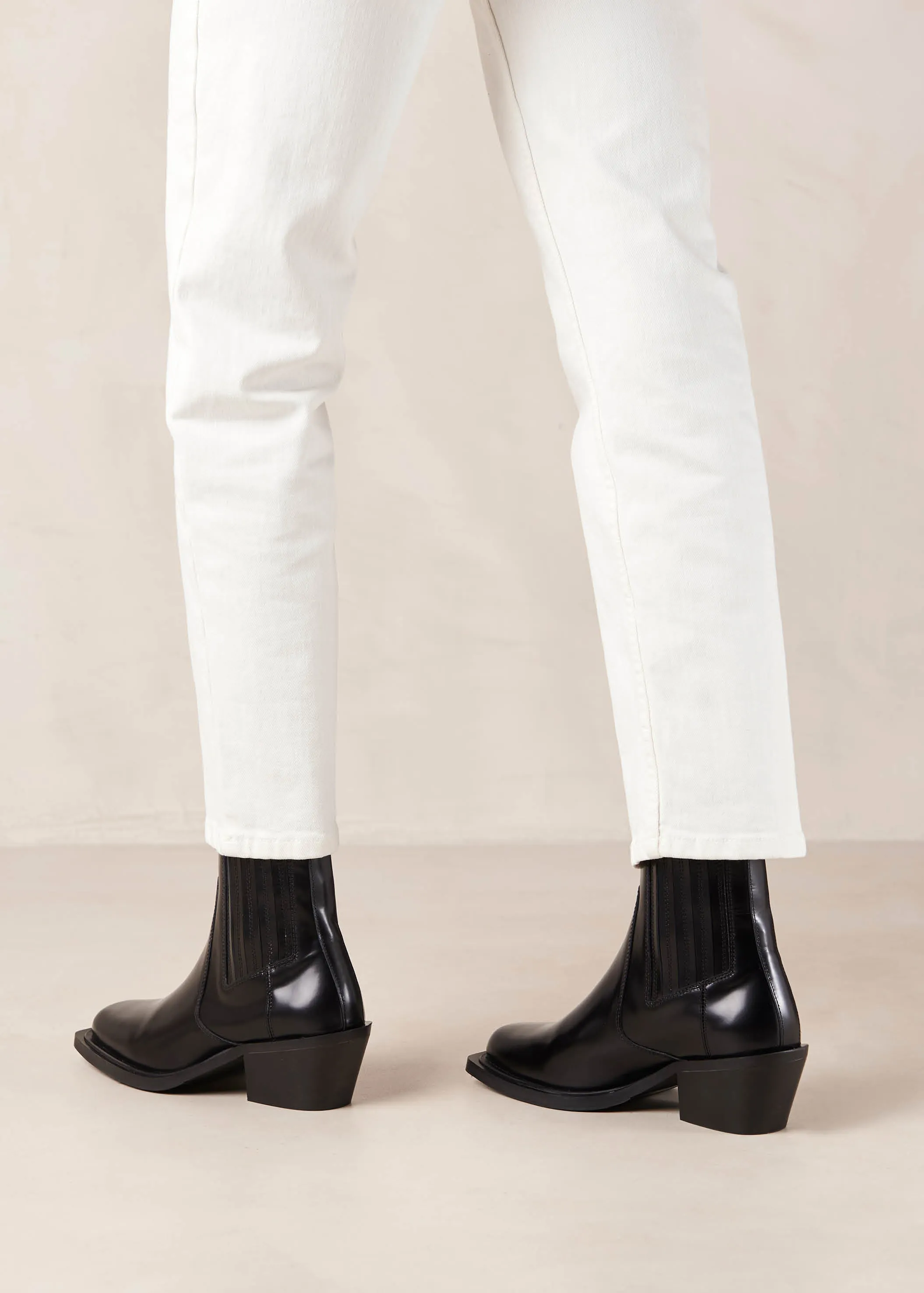 Denver Black Leather Ankle Boots