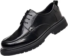 Fashion Plain Toe Lace up Low Top Formal Business Office Derby Men's Solid Colour Vintage Slip On Penny Oxfords Shoes