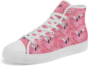 Flamingo High Top Sneakers for Men Women High Top Canvas Shoes Lace Up Casual Shoes Gifts for Mama Papa