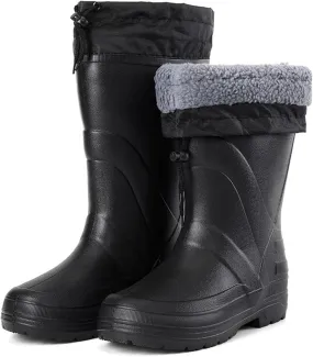 Fur Lined Wellies Men, Mens Lace up Adjustable Winter Snow Waterproof Anti Slip High Barrel Rain Boots, Outdoor Work Width Comfort Boots, for Winter Snow Season, Gardening, Fishing