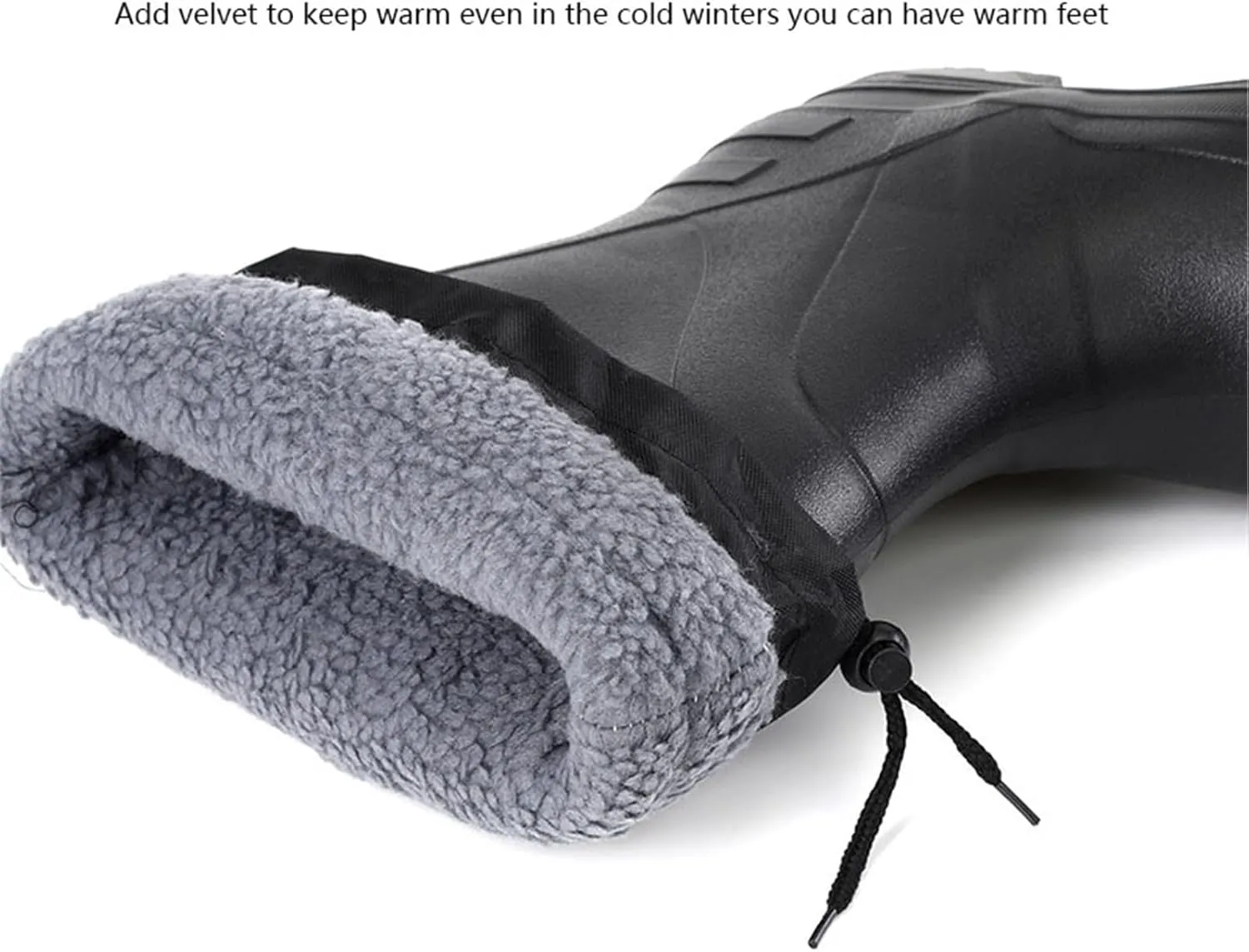 Fur Lined Wellies Men, Mens Lace up Adjustable Winter Snow Waterproof Anti Slip High Barrel Rain Boots, Outdoor Work Width Comfort Boots, for Winter Snow Season, Gardening, Fishing