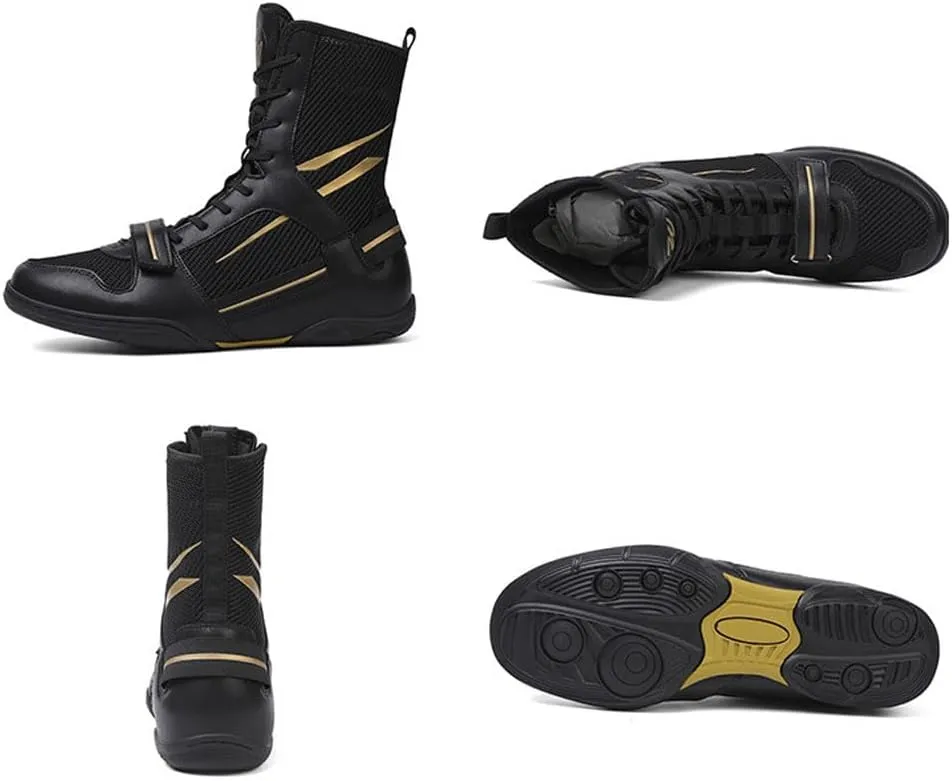 Indoor High top Bodybuilding Boxing Shoes Men's women's Wrestling Shoes Teenagers Muay Thai Kick Sparring Boxers Trainers Martial Arts Shoes Non-slip Lightweight breathable Boxing Boots,38-47 EU