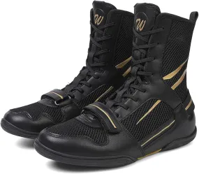 Indoor High top Bodybuilding Boxing Shoes Men's women's Wrestling Shoes Teenagers Muay Thai Kick Sparring Boxers Trainers Martial Arts Shoes Non-slip Lightweight breathable Boxing Boots,38-47 EU
