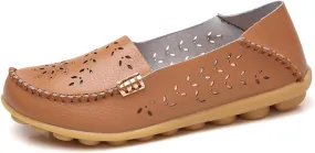Loafers for Women Comfort Flats Sandals Slip-On Leather Shoes Comfortable Wide Width Walking Shoes Summer Breathable Dressy Casual Slip Ins Sandals