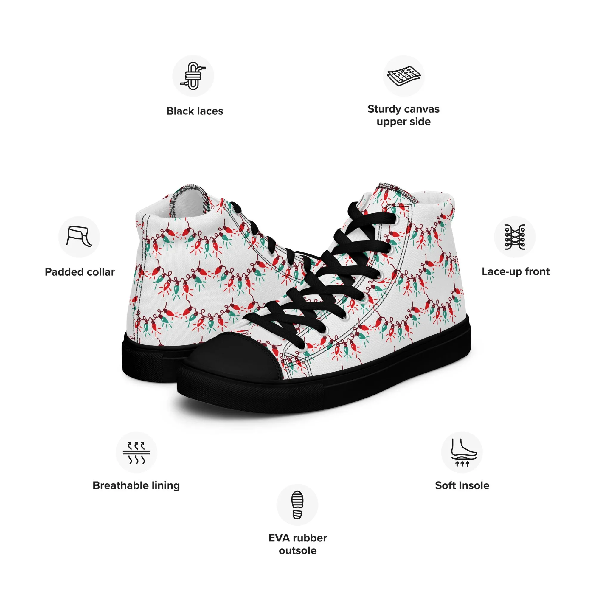 Men Christmas High Top Canvas Shoes (Glamourange Holiday Magic Canvas Shoes For Men - 0011)