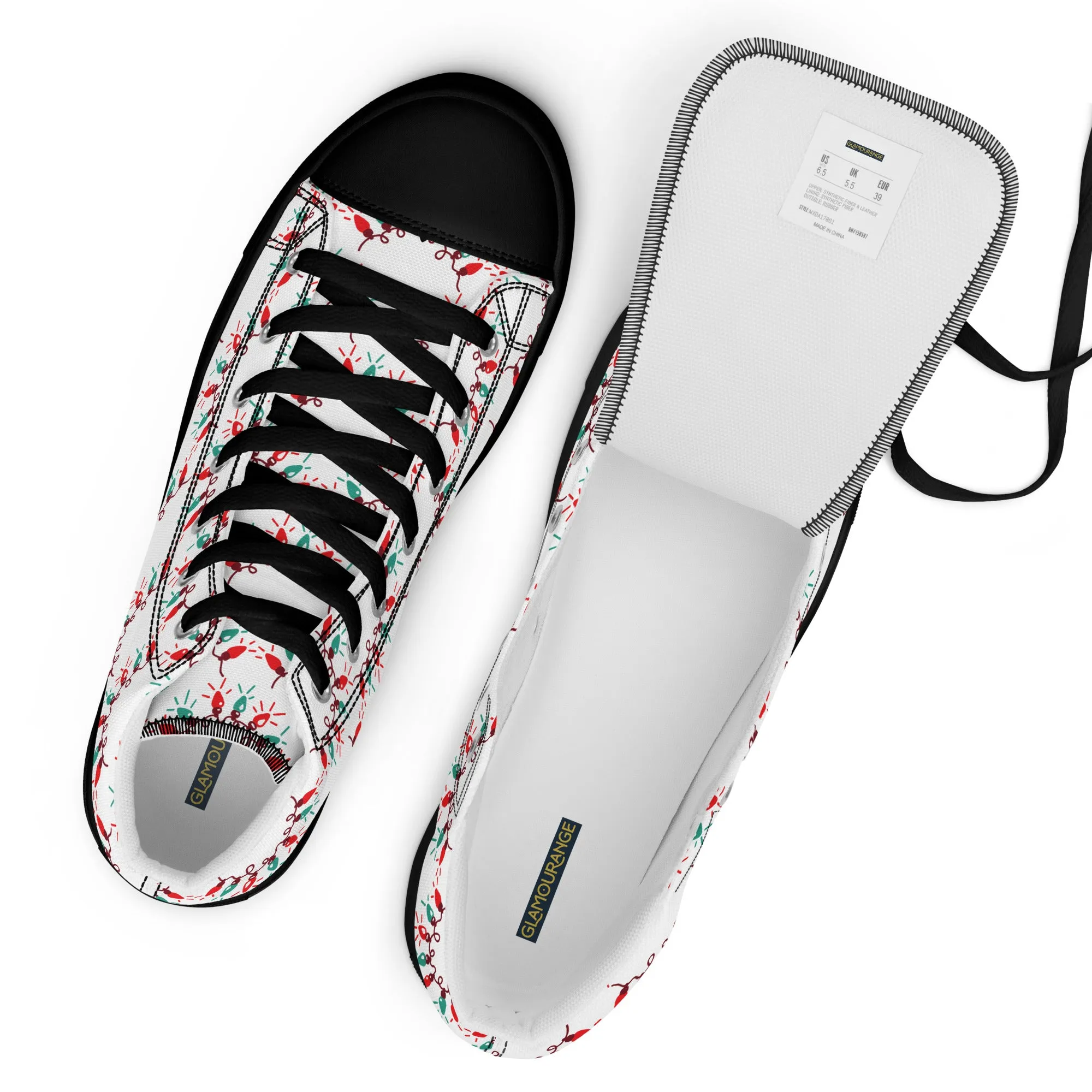 Men Christmas High Top Canvas Shoes (Glamourange Holiday Magic Canvas Shoes For Men - 0011)