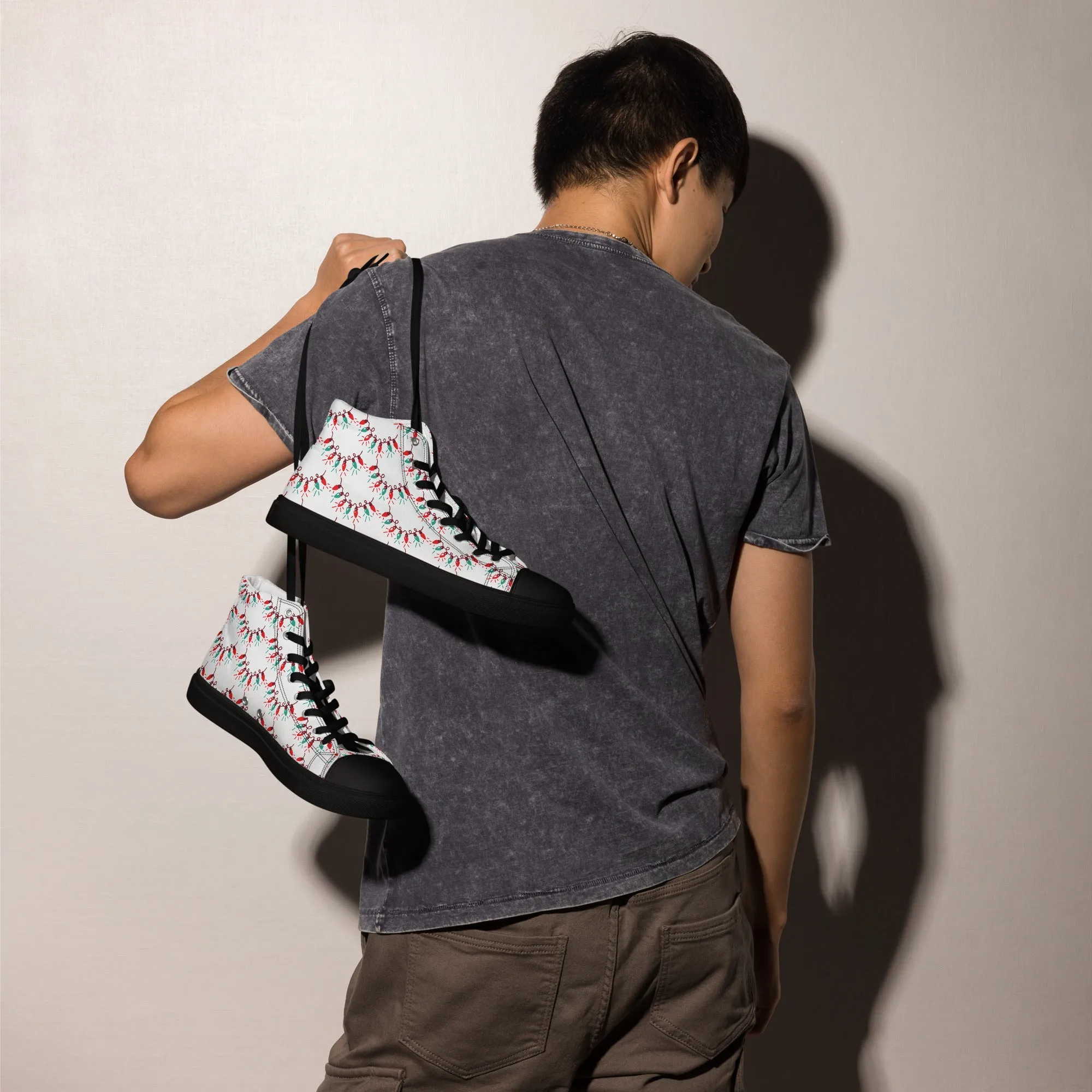 Men Christmas High Top Canvas Shoes (Glamourange Holiday Magic Canvas Shoes For Men - 0011)