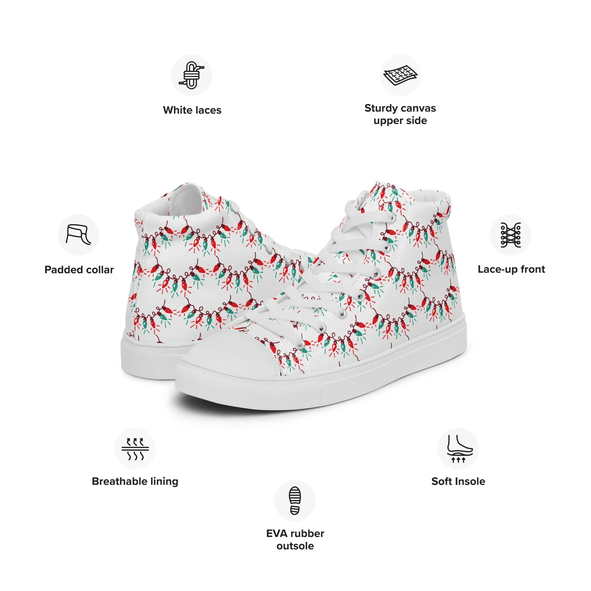 Men Christmas High Top Canvas Shoes (Glamourange Holiday Magic Canvas Shoes For Men - 0011)