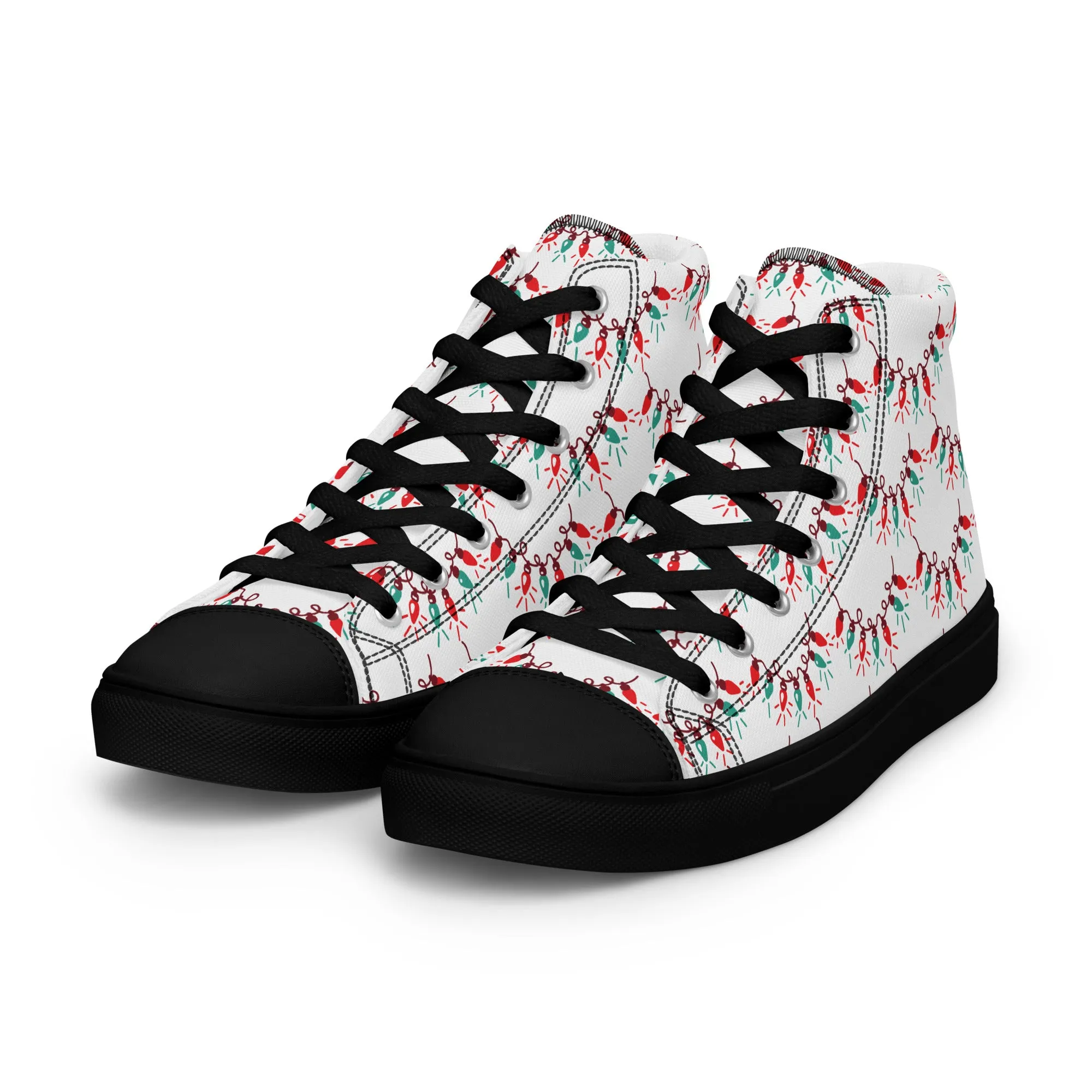 Men Christmas High Top Canvas Shoes (Glamourange Holiday Magic Canvas Shoes For Men - 0011)
