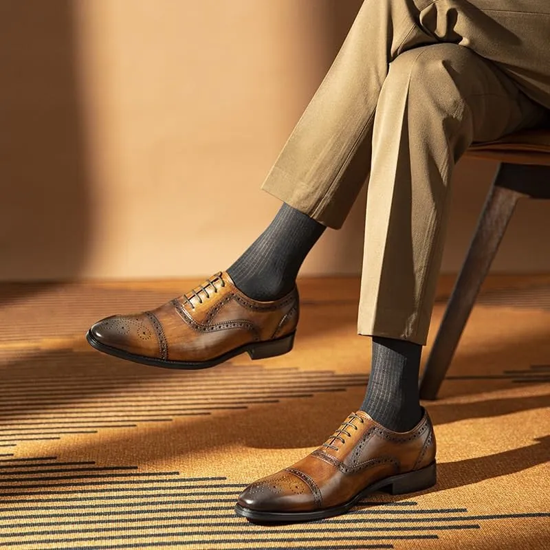 Men's Dress Shoes Fashion Plain Toe Lace up Low Top Formal Business Office Derby Shoes for Business Office & Casual