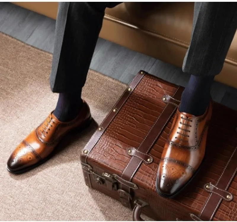 Men's Dress Shoes Fashion Plain Toe Lace up Low Top Formal Business Office Derby Shoes for Business Office & Casual