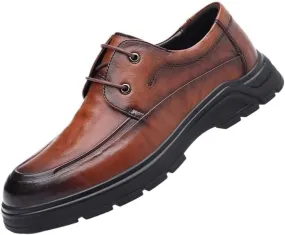 Mens Oxfords Casual Business Round Toe Non-Slip Platform Comfortable Block Heel for Driving Daily Work Office