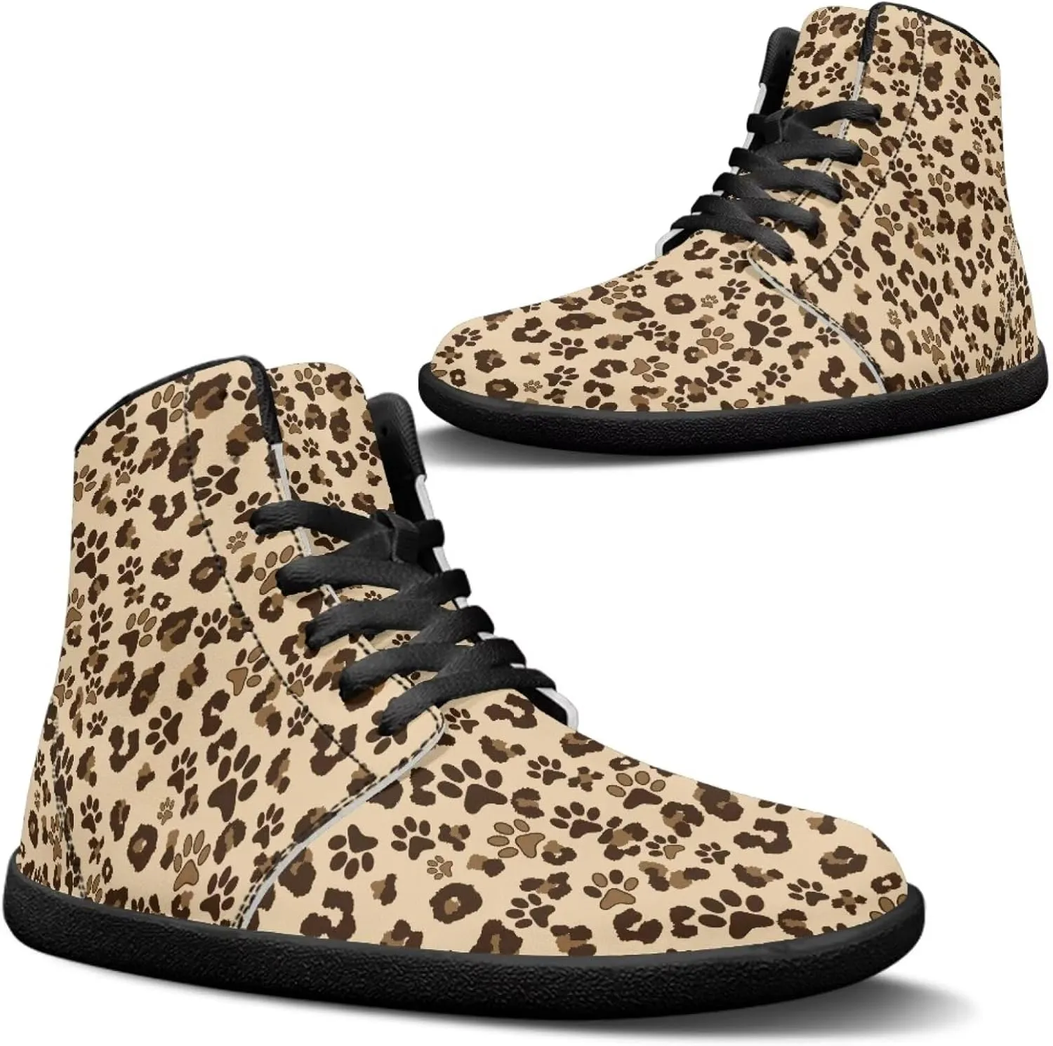 Mens Wide High-Top Barefoot Sneaker Minimalist Zero Drop Sole Walking Shoes Casual Footwear PU Leather Mens Shoes