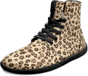 Mens Wide High-Top Barefoot Sneaker Minimalist Zero Drop Sole Walking Shoes Casual Footwear PU Leather Mens Shoes