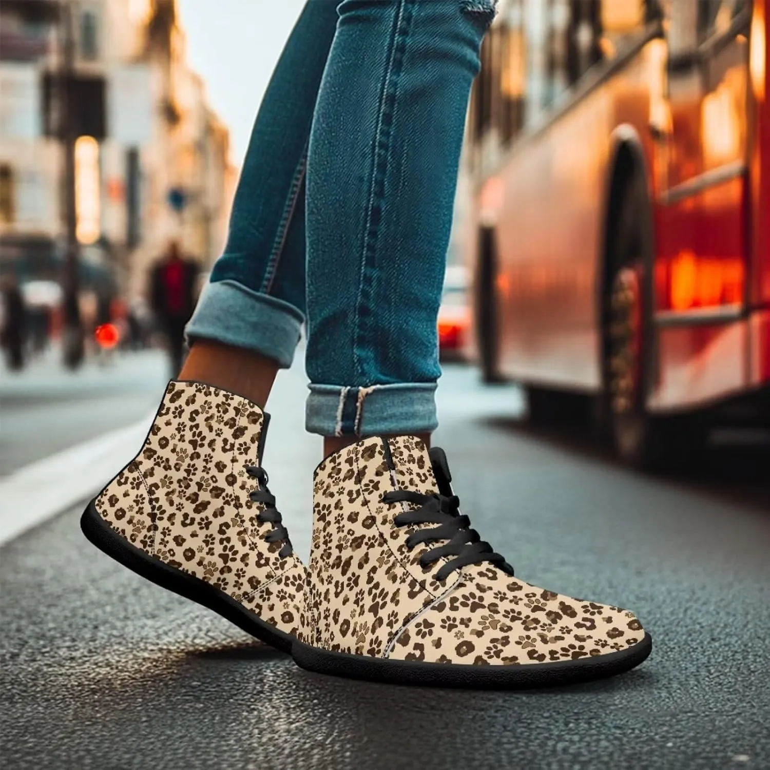 Mens Wide High-Top Barefoot Sneaker Minimalist Zero Drop Sole Walking Shoes Casual Footwear PU Leather Mens Shoes