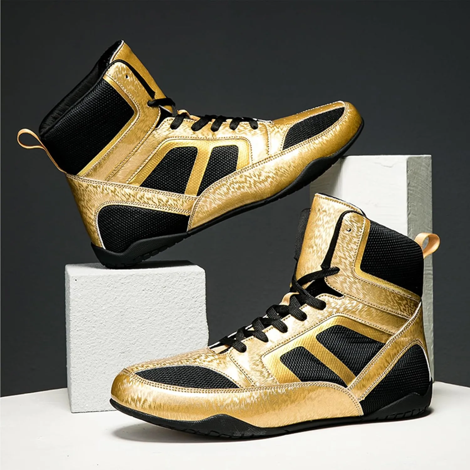 ONAIC Wrestling Shoes for Mens Unisex Rubber Sole Boxing Boots Combat Training Shoes Breathable Training Shoes