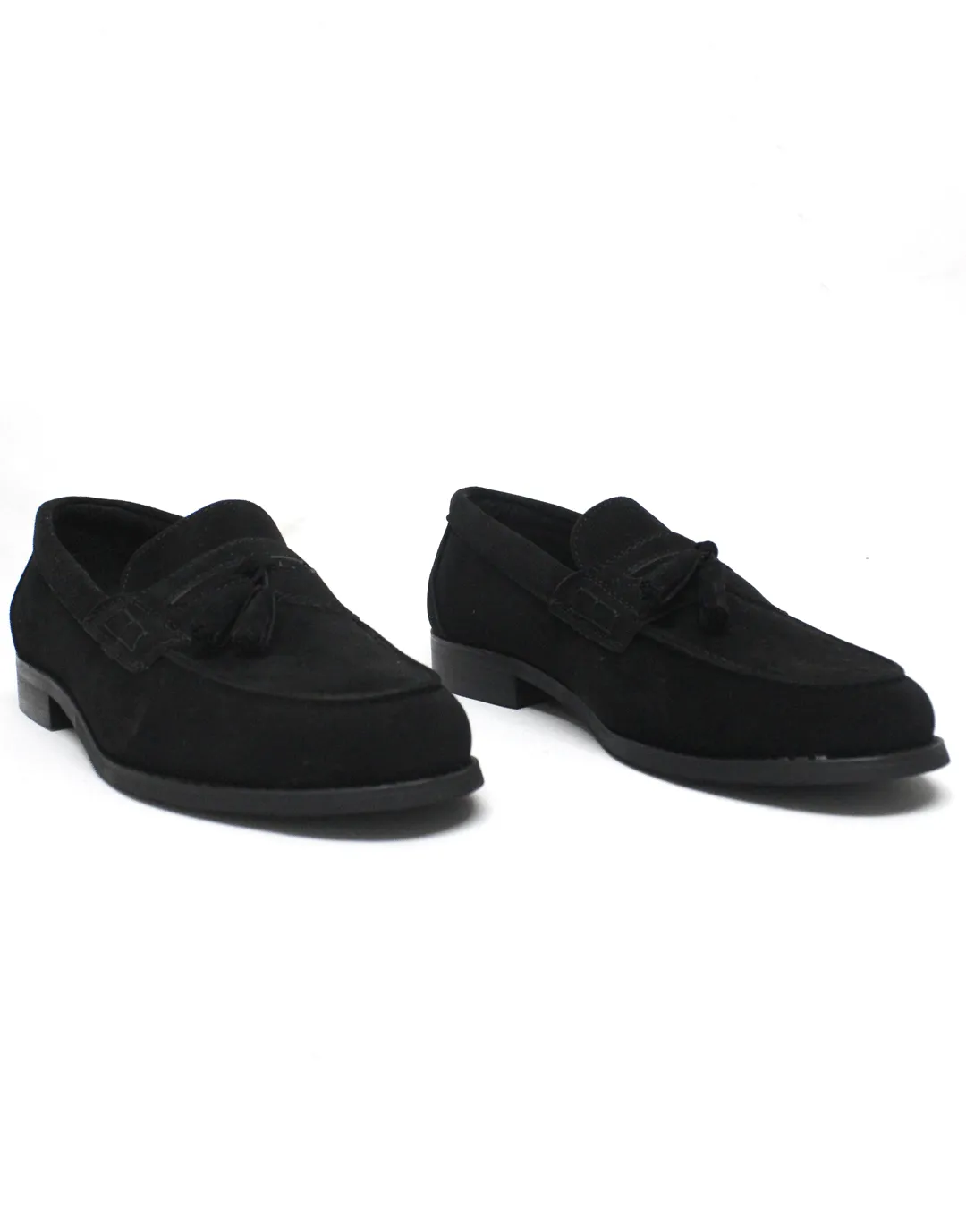 P CROUCH & CO Black Tassle Suede