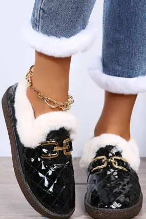 Round Hood Feet Metal Chain Bread Flats Shoes