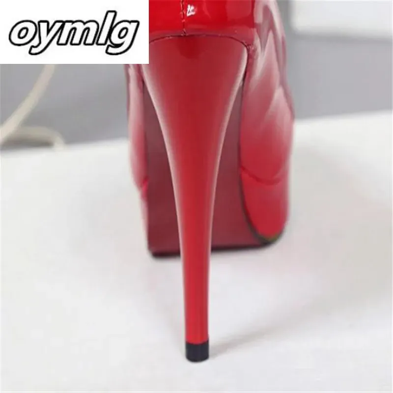 Sexy Faux Leather waterproof Platform Heels