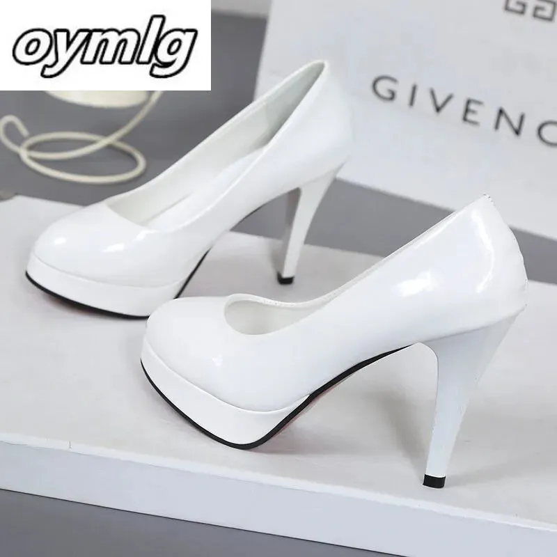 Sexy Faux Leather waterproof Platform Heels