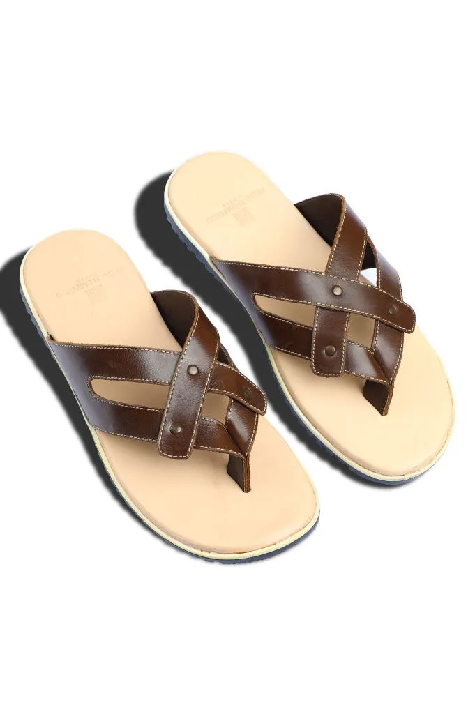 Slippers For Men in Brown SKU: SLP0023-Brown