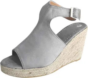 Smoneyful Women Espadrilles Wedges Platform Sandals, 2025 Peep Toe Ankle Strap for Wedding Party, Open Toe Summer Beach Dress Heels