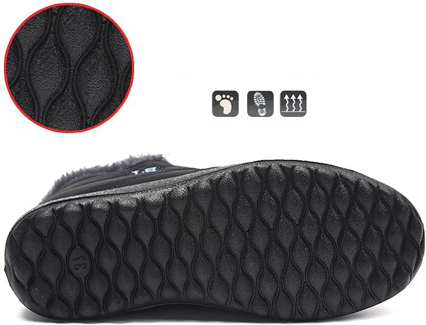 Snow Shoes For Men Winter Warm Booties Plush Lined Non-Slip Ankle Boots Outdoor Slip On aterproof Booties
