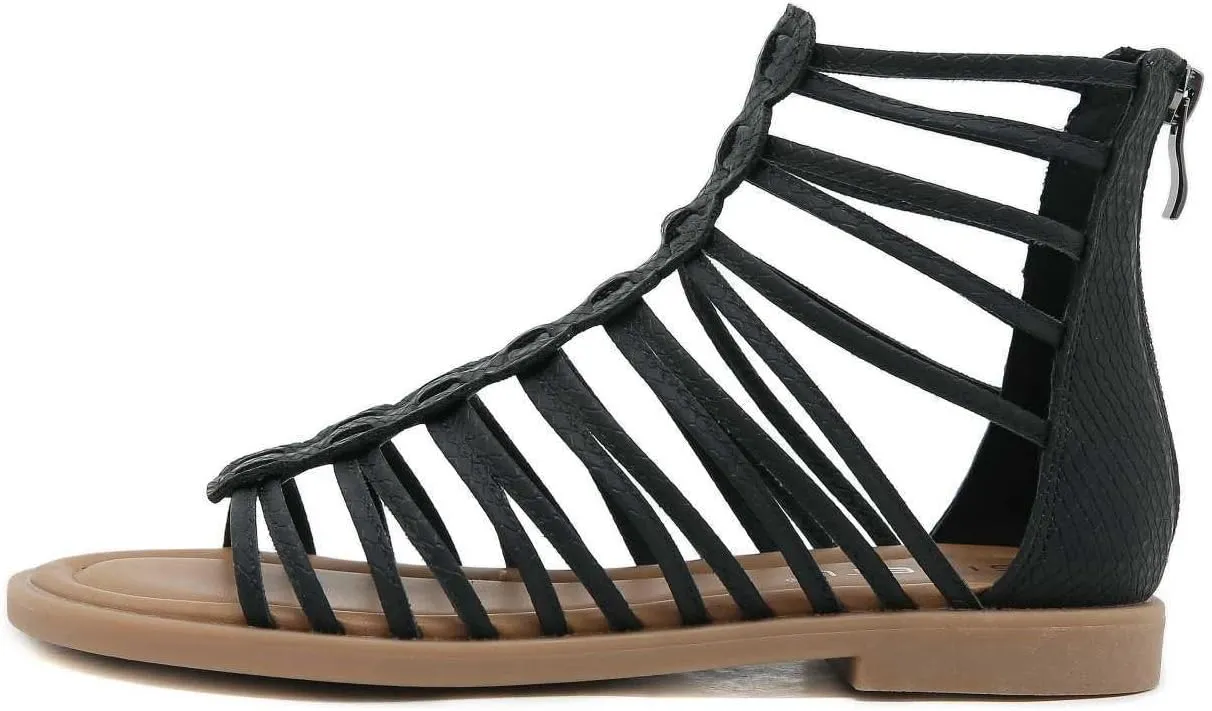 Soft Leather Roman Sandals Women 2024 Summer New Soft Sole Outwear Fisherman Strappy Thongs Open Toe Back Zip Beach Shoes