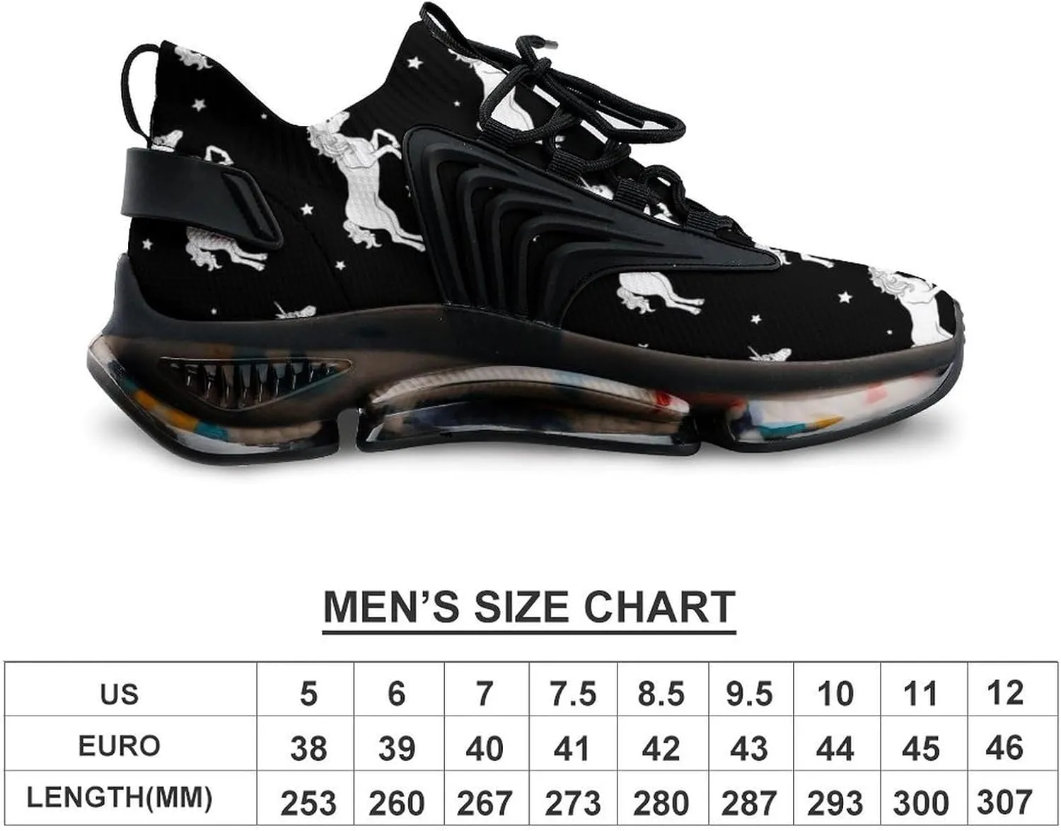 Unicorns with Star Mens Running Shoes Lightweight Walking Tennis Shoes Soft Soled Elastic Cushion Basketball Shoes