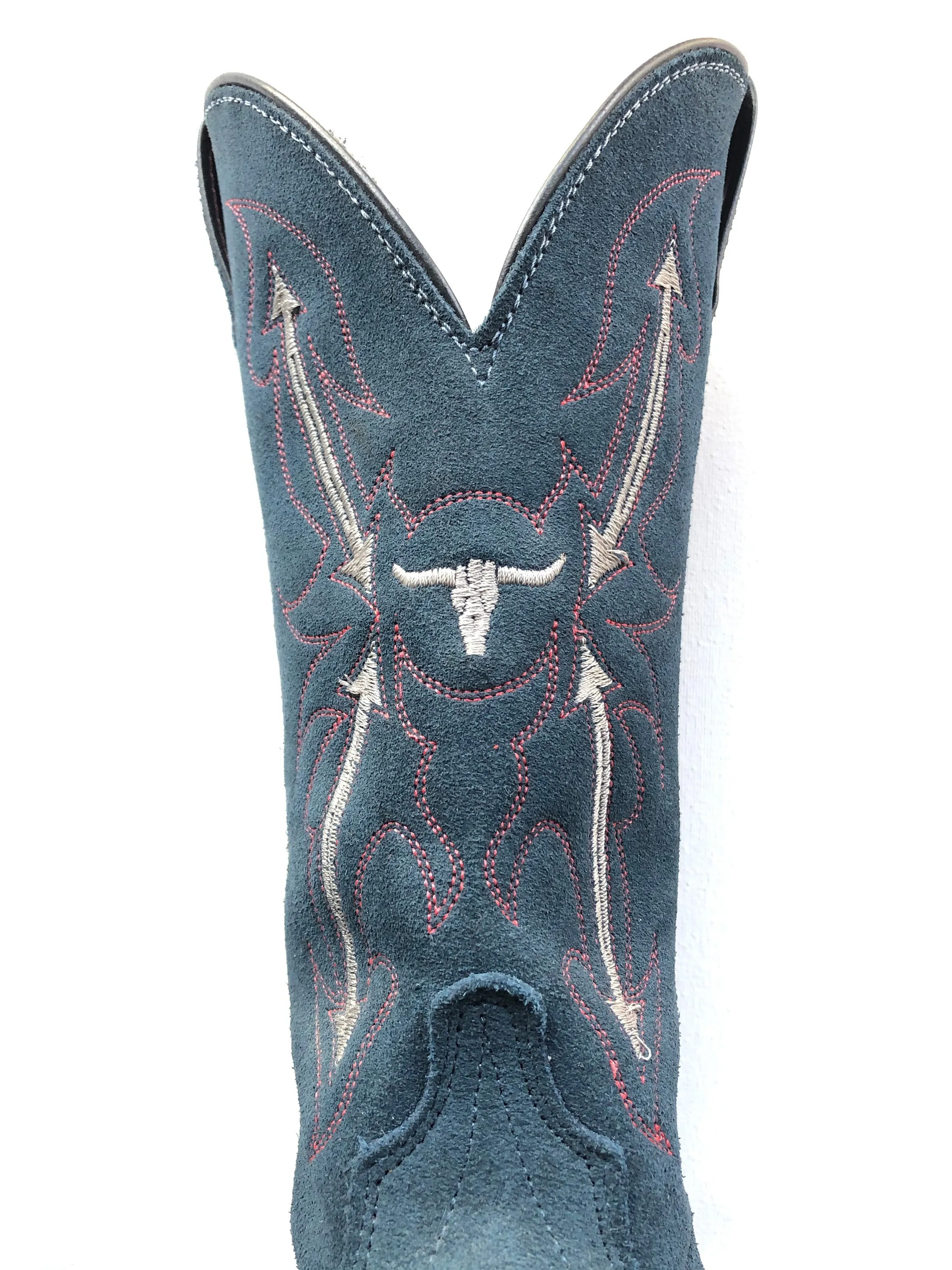 VINTAGE: Western Boots - Dusty Blue Suede