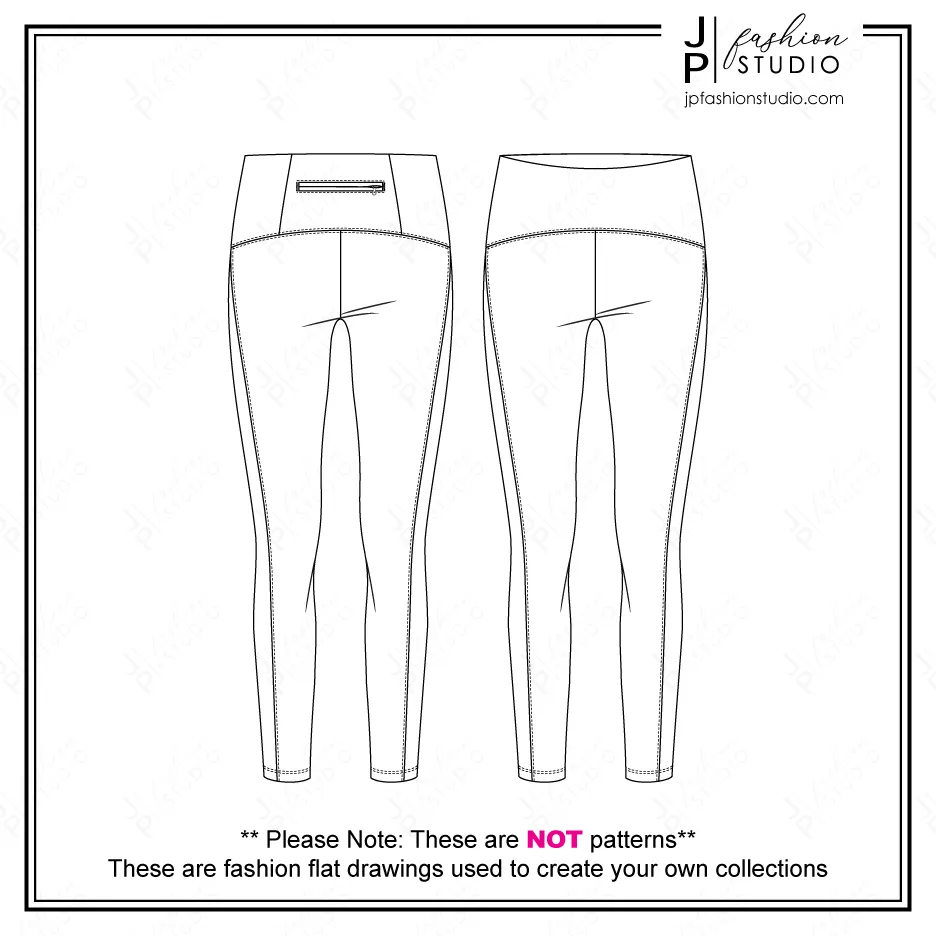 Women Activewear Outfit Sketches (3 Styles) / Fashion Flat Sketches / Fashion Technical Drawings / Crop Off-Shoulder Sweatshirt, Sports Bra, Legging for Adobe Illustrator